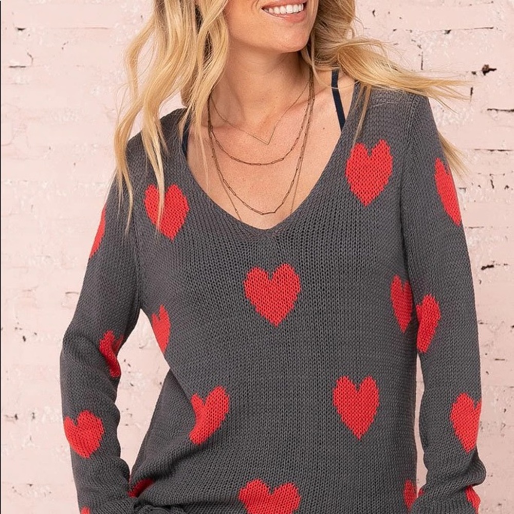 Wooden Ships Hearted Sweater in Grey